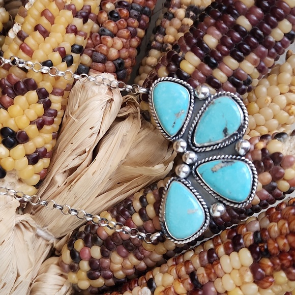 Amazing Native American Handmade Kingman Turquoise Butterfly Necklace 🩵🦋💙🎁 - Picture 12 of 16